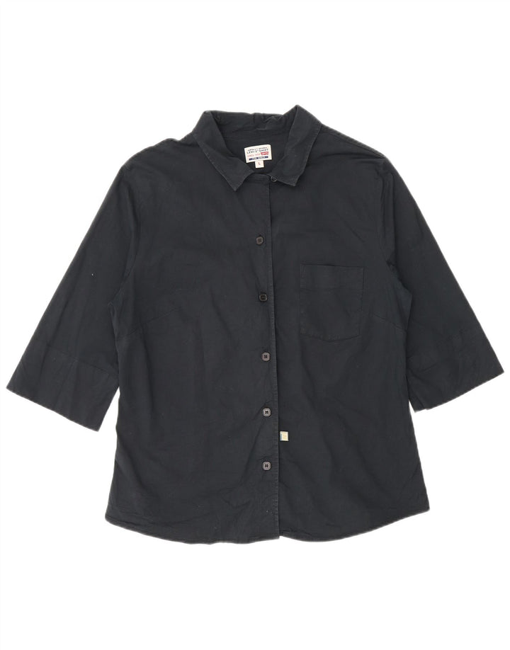 Levi's skjorte med 3/4 ærmer til kvinder UK 14 Stor sort bomuld