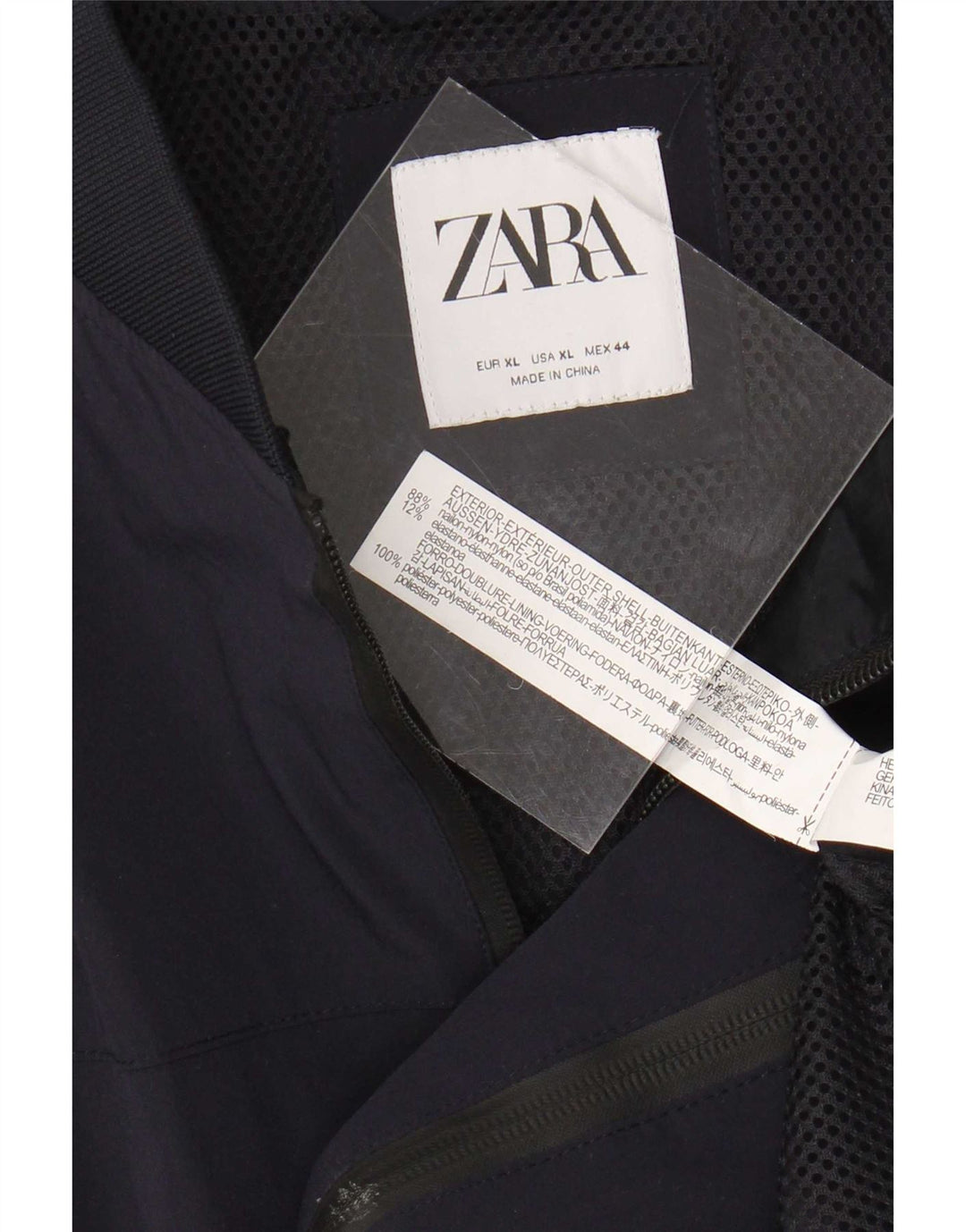 Zara Herre Bomber Jacket IT 44 XL Navy Blue Nylon