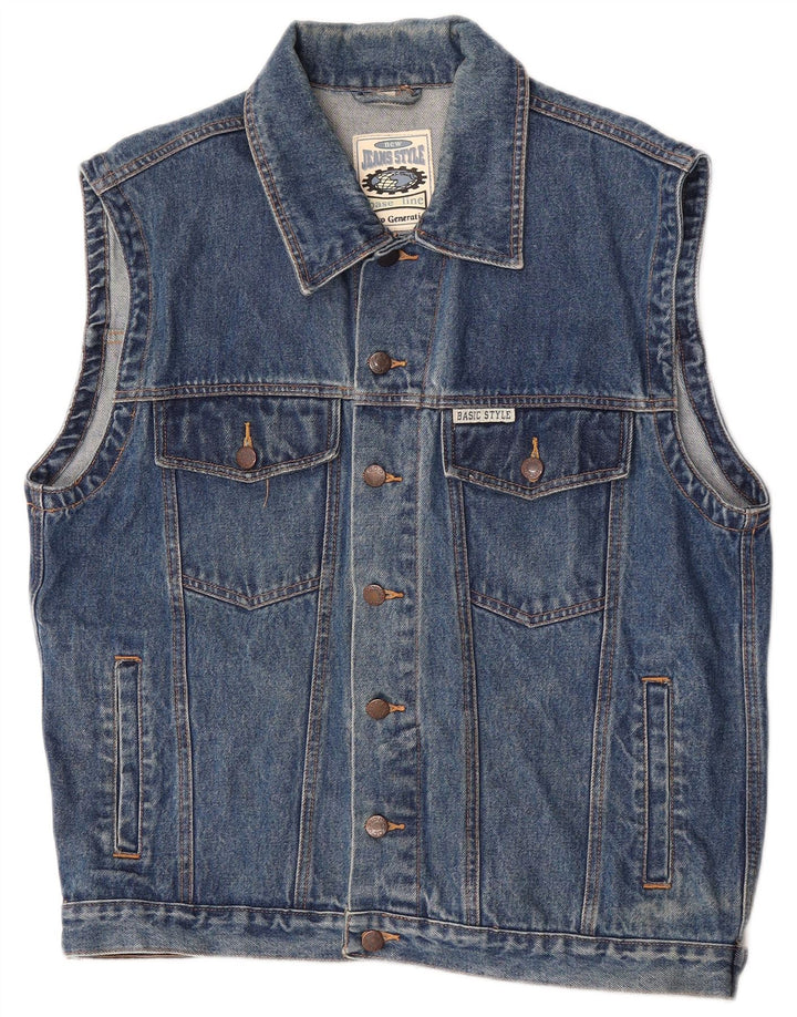 Marcel Clair Mens Denim Gilet UK 38 Medium Blue Cotton
