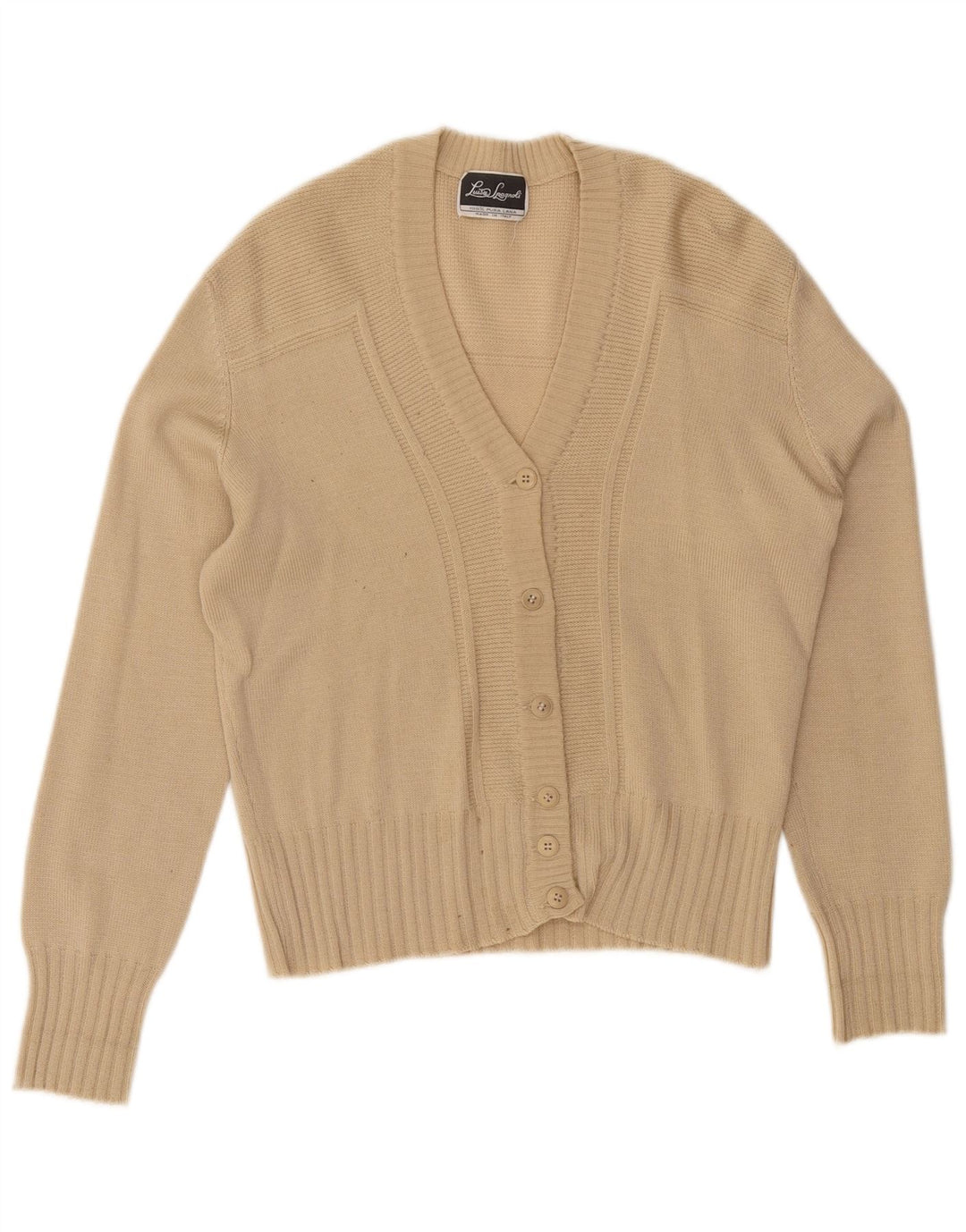 Luisa Spagnoli Dame Cardigan Sweater UK 12 Medium Beige Uld