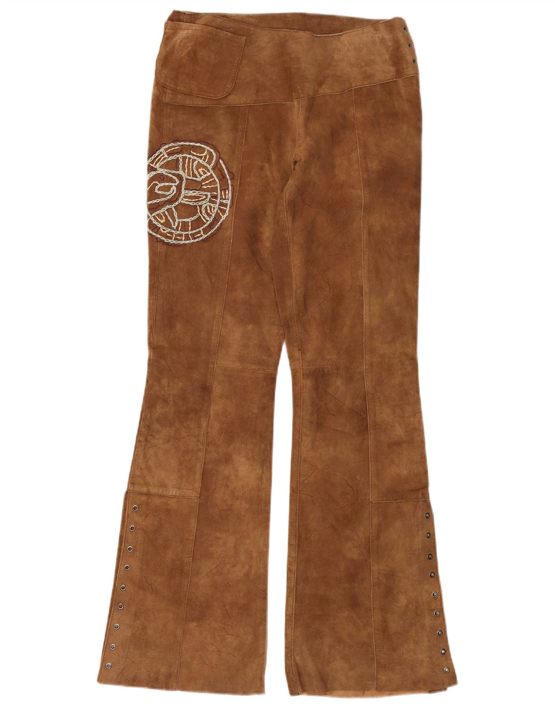 Vintage Dame Bootcut ruskindsbukser Medium W30 L33 Brunt læder