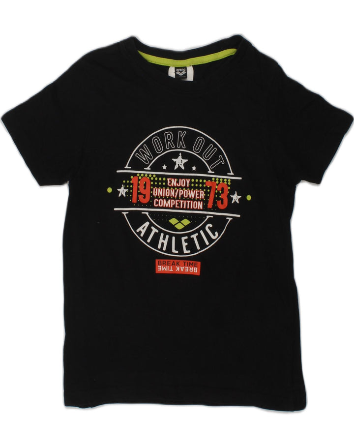 ARENA Girls Graphic T-Shirt Top 3-4 Years Black Cotton | Vintage Arena | Thrift | Second-Hand Arena | Used Clothing | Messina Hembry 