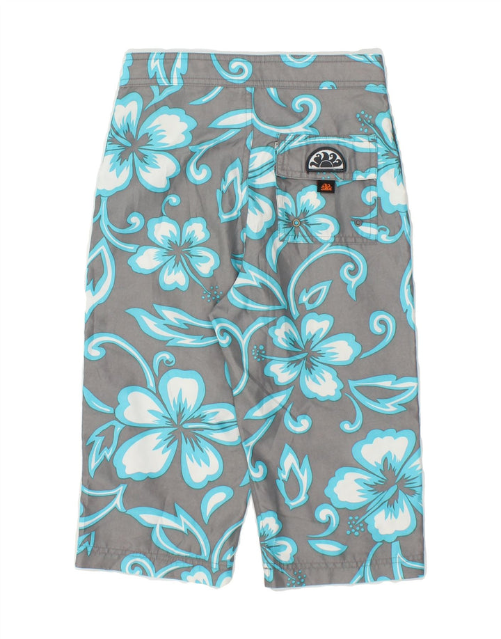 SUNDEK Boys Swimming Shorts 11-12 Years Grey Floral Polyester Vintage Sundek and Second-Hand Sundek from Messina Hembry 