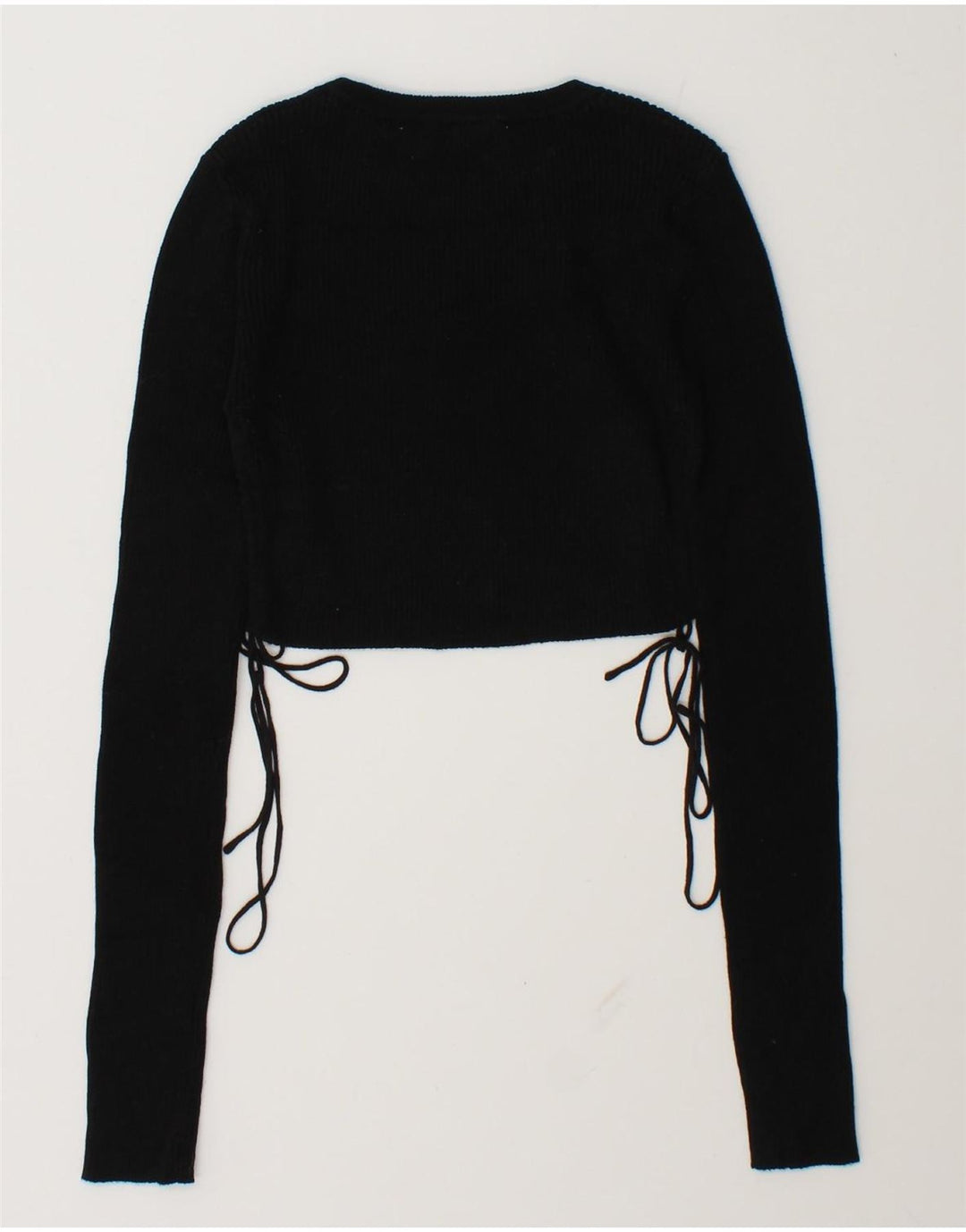 Zara Dame Crop Top Langærmet UK 6 XS Sort