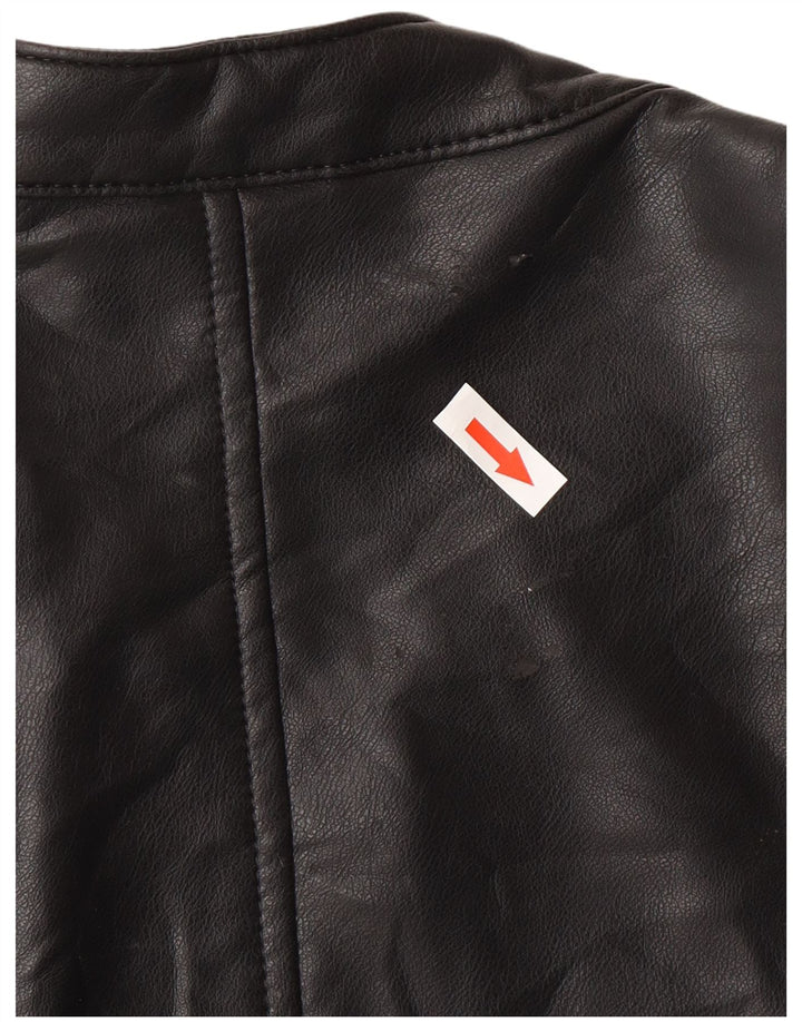 Zara Herre imiteret læderjakke UK 42 XL Sort Polyester