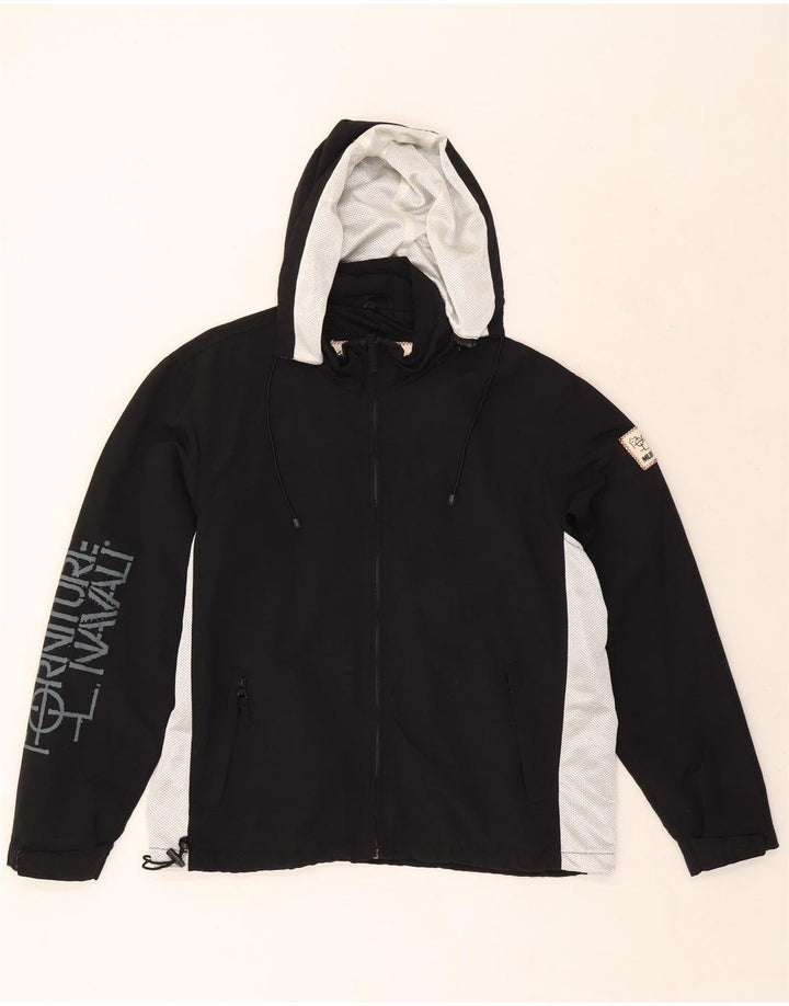 Murphy & Nye Dame Oversized grafisk regnjakke UK 10 Small Black