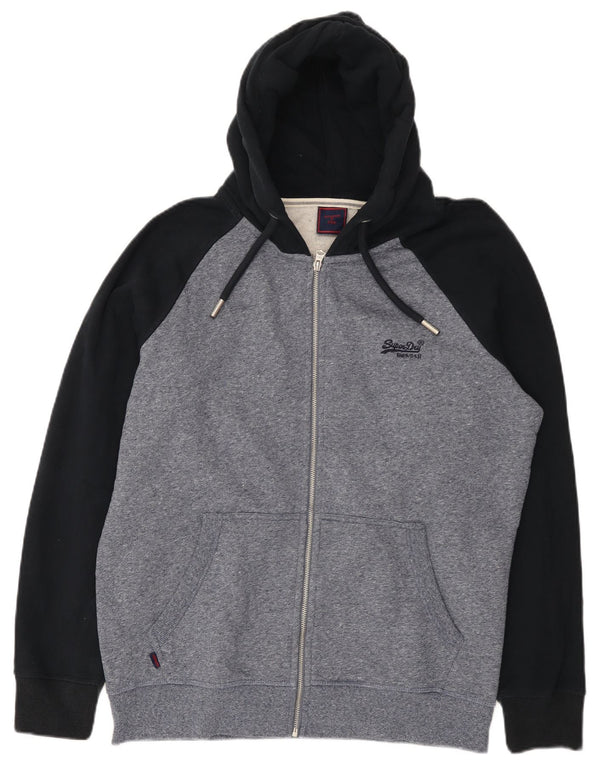 Superdry Hættetrøje med lynlås til mænd 2XL Blå Colourblock Bomuld