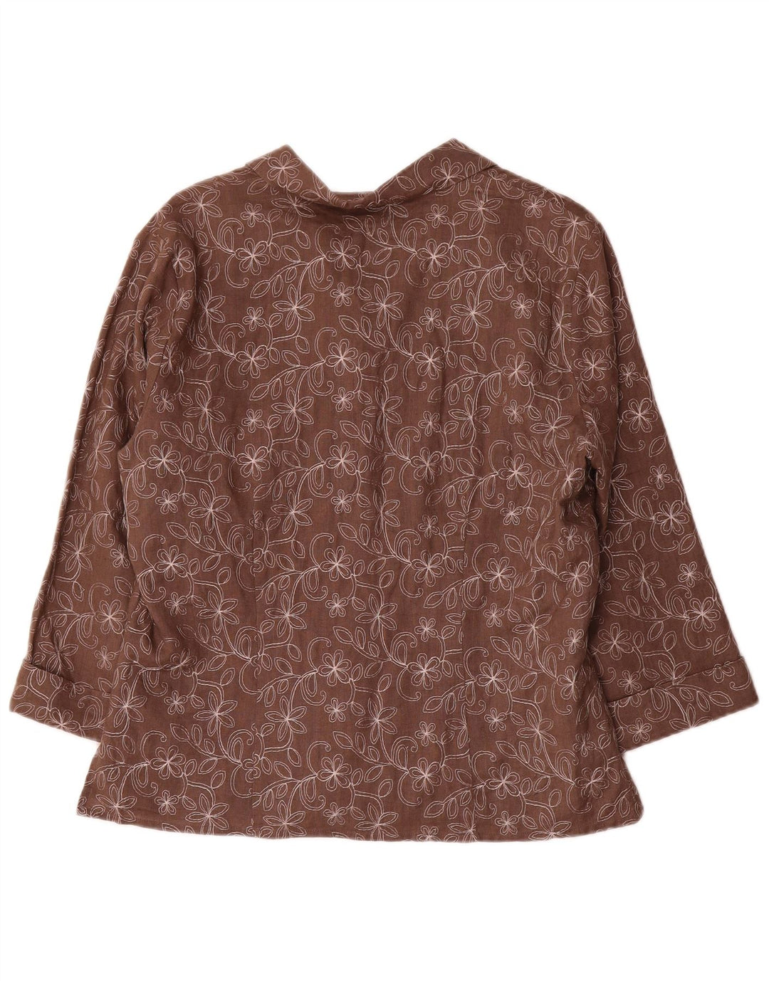 Anne Carson Dame 3/4-ærmet blazerjakke UK 16 Large Brown Floral