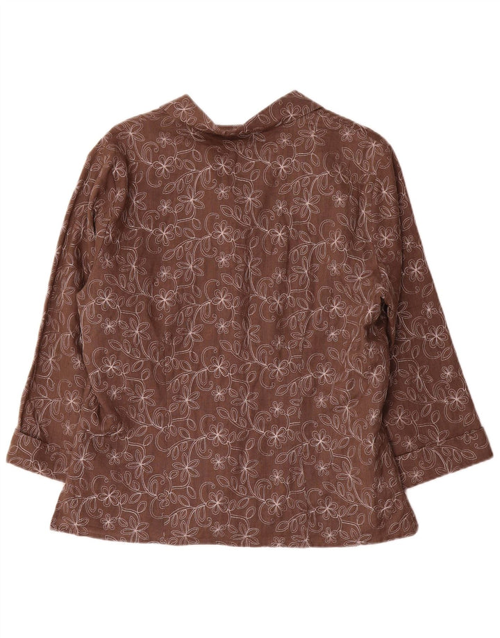 Anne Carson Dame 3/4-ærmet blazerjakke UK 16 Large Brown Floral