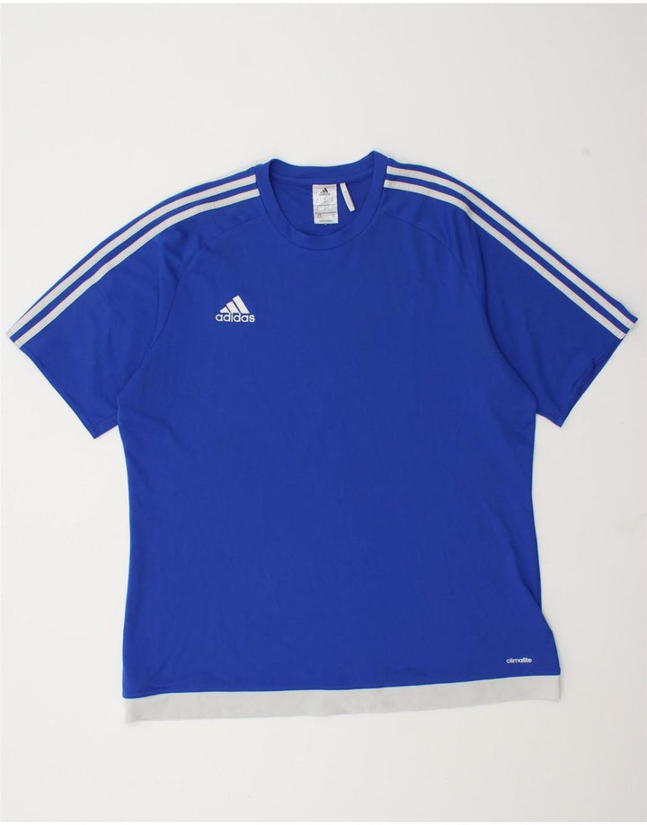 Adidas Herre Climalite T-Shirt Top XL Blå Colourblock Polyester