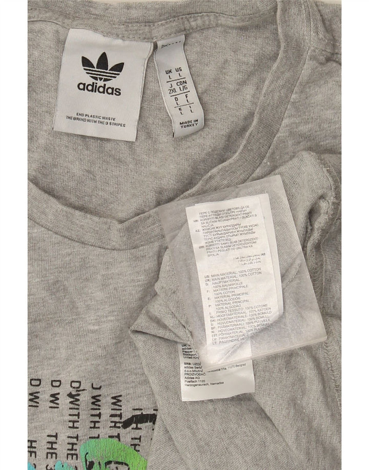 Adidas Herre Grafisk T-Shirt Top Stor Grå Bomuld