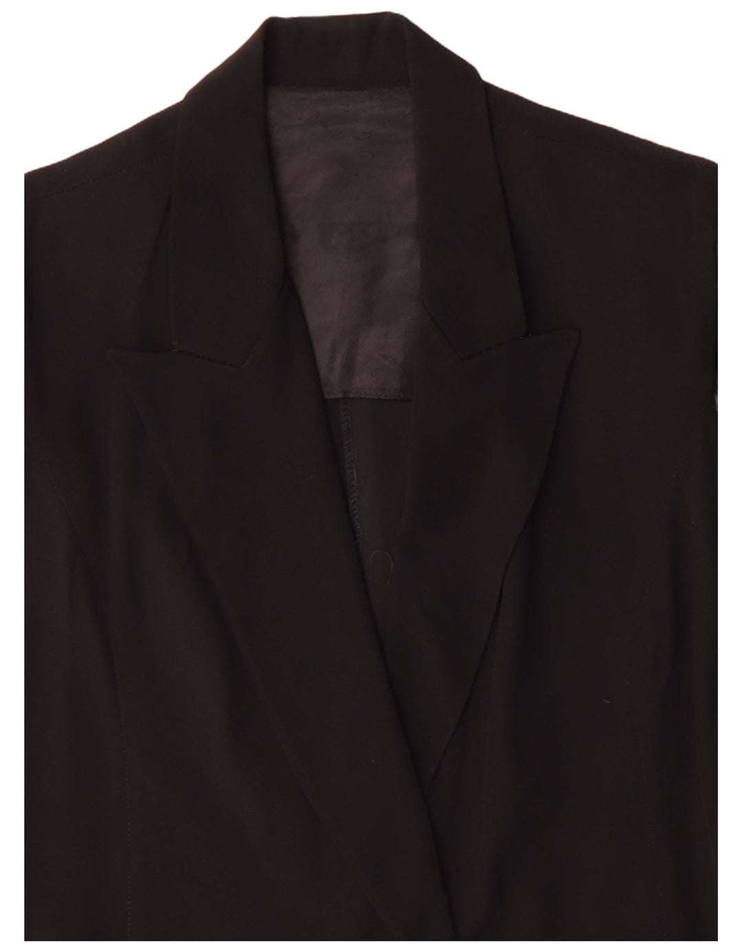 Vintage Dame Kortærmet 1 Knap Blazer Jakke IT 48 XL Sort Acetat