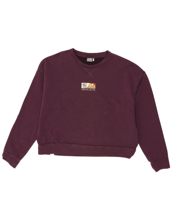 Puma Dame Loose Fit Crop Sweatshirt Jumper UK 14 Medium Bourgogne bomuld