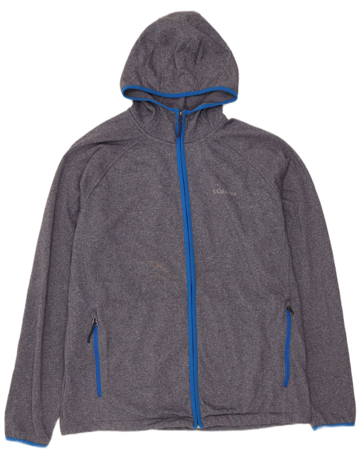 COLUMBIA Hættetrøje med lynlås til mænd XL Marineblå Flecked Polyester