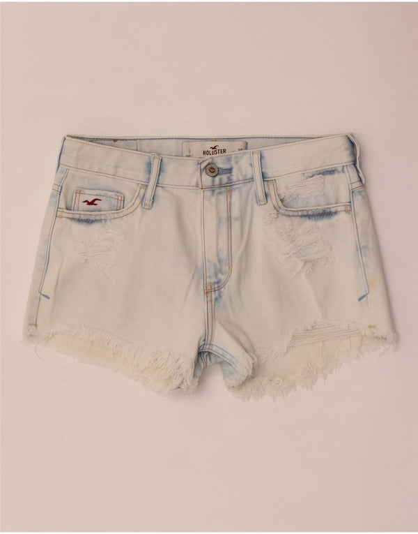 Hollister Womens Acid Wash Distressed denimshorts US 1 XS W25 Blue Cotton