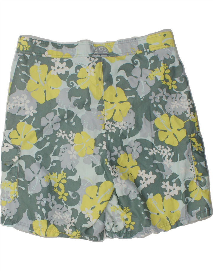SUNDEK Mens Swimming Shorts  W38 XL Multicoloured Floral Polyester Vintage Sundek and Second-Hand Sundek from Messina Hembry 