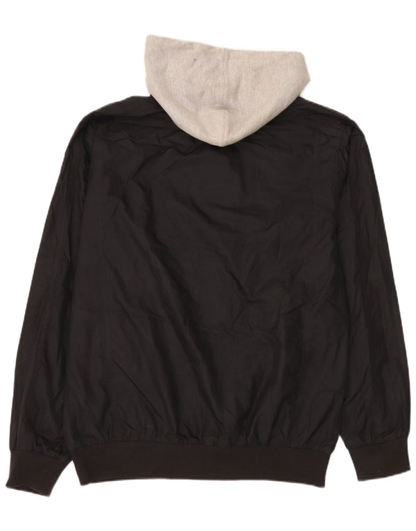 Adidas Herre Hooded Bomber Jacket UK 40 Large Black Colourblock Polyester