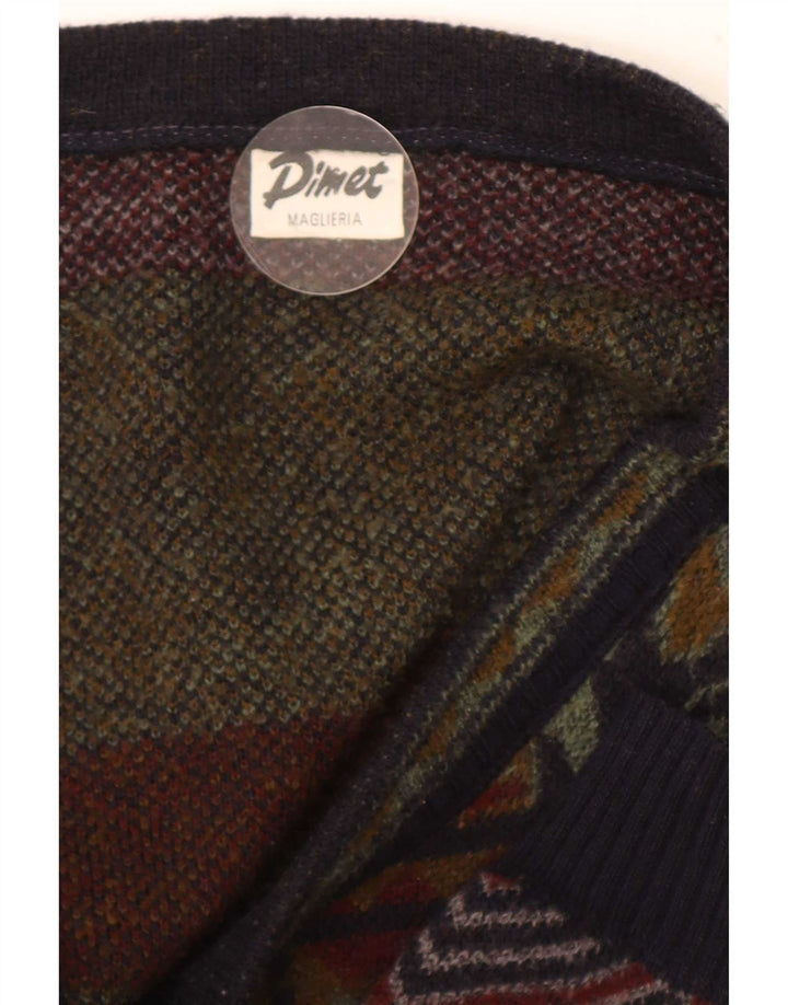 Pimet Herre Cardigan Sweater XL Flerfarvet geometrisk uld