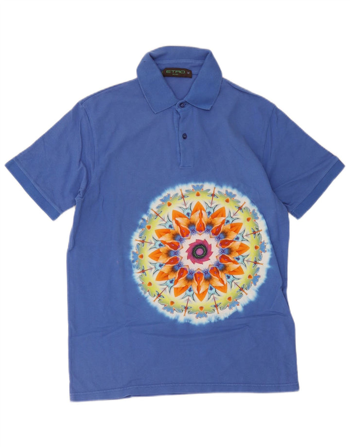 Etro herre poloshirt Medium blå blomster bomuld