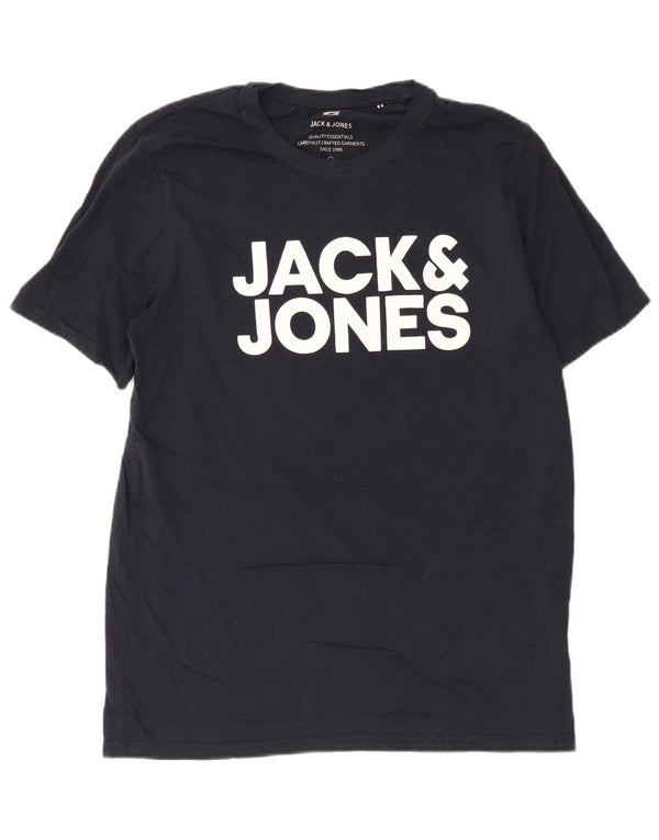 Jack & Jones Herre grafisk T-shirt top XL marineblå bomuld