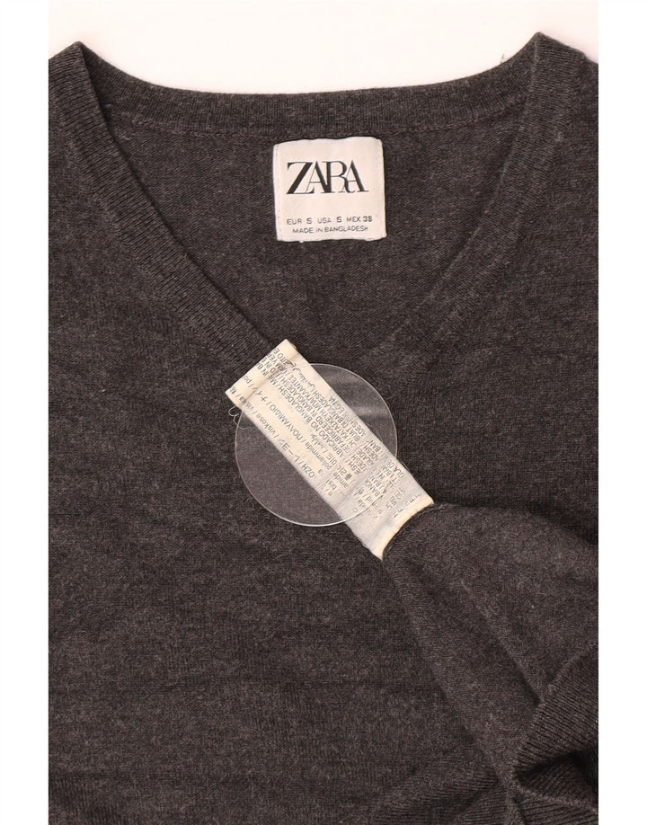 Zara Herre V-hals sweater lille grå viskose