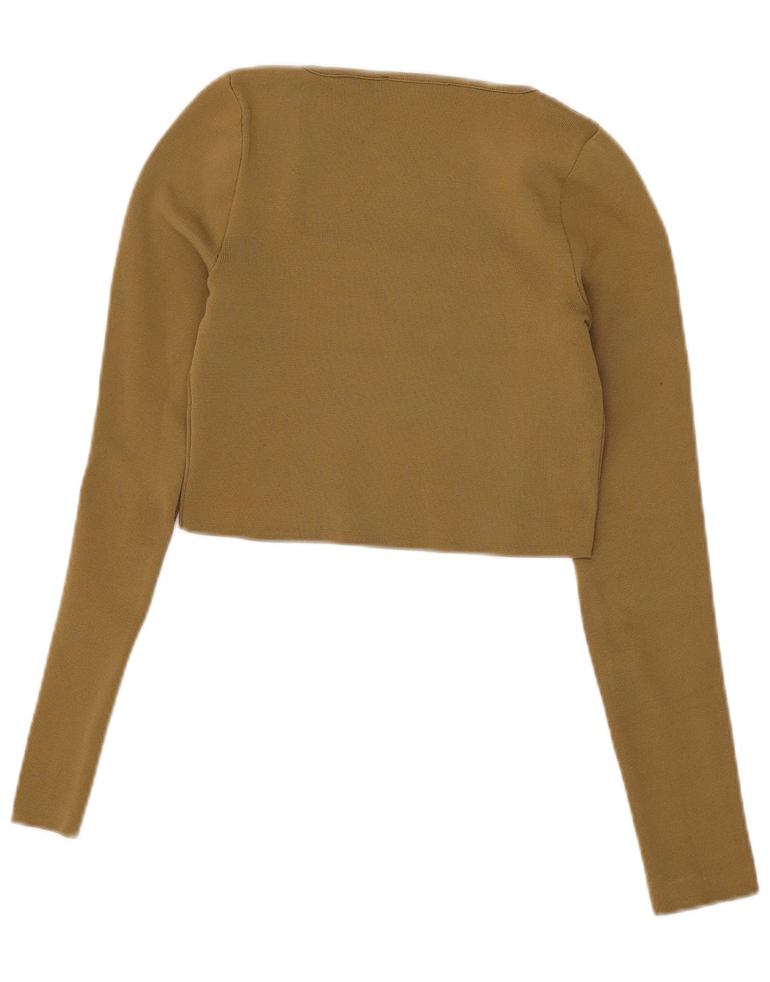 Zara Womens Crop Top Langærmet UK 12 Medium Khaki Polyester
