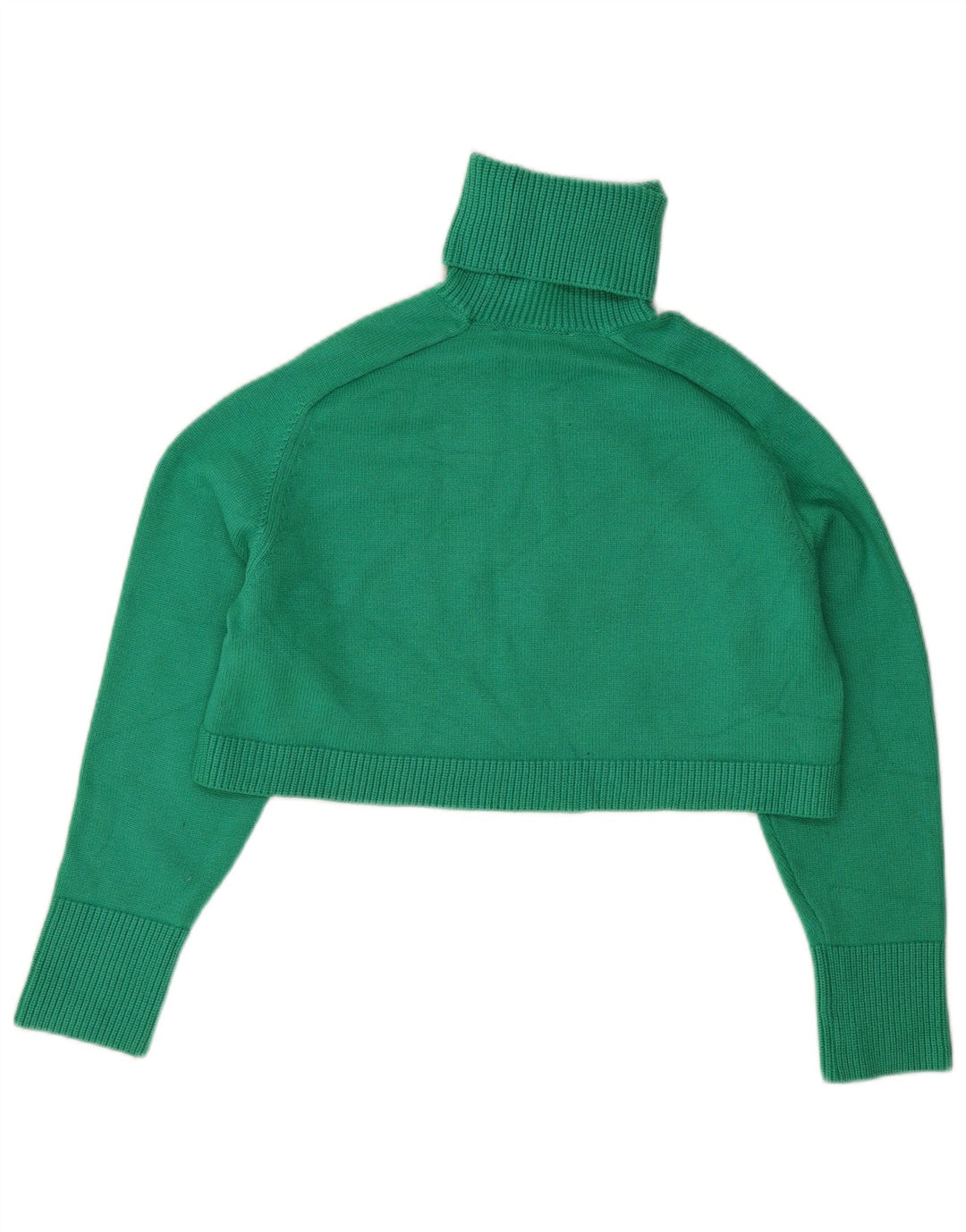 Zara Dame Crop Roll Neck Jumper Sweater UK 14 Medium Green Viscose