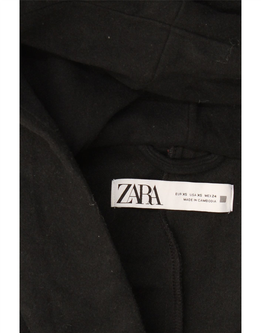 ZARA Oversized hætteoverfrakke til kvinder UK 6 XS Sort