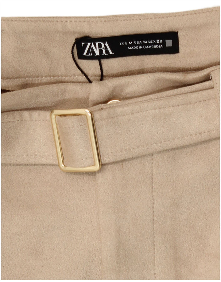 Zara Dame Mininederdel Medium W28 Beige Polyester