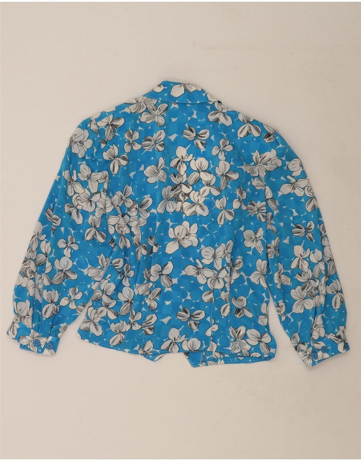 DEL MOD Womens 2 Button Blazer Jacket UK 14 Medium Blue Floral Vintage Del Mod and Second-Hand Del Mod from Messina Hembry 