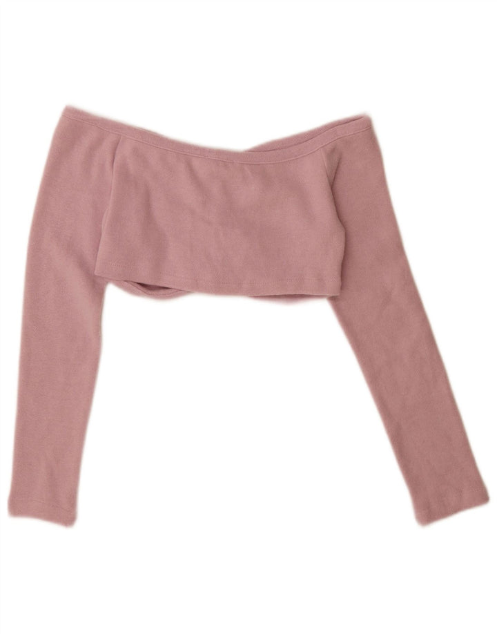 Zara Womens Crop Cardigan Top UK 12 Medium Pink