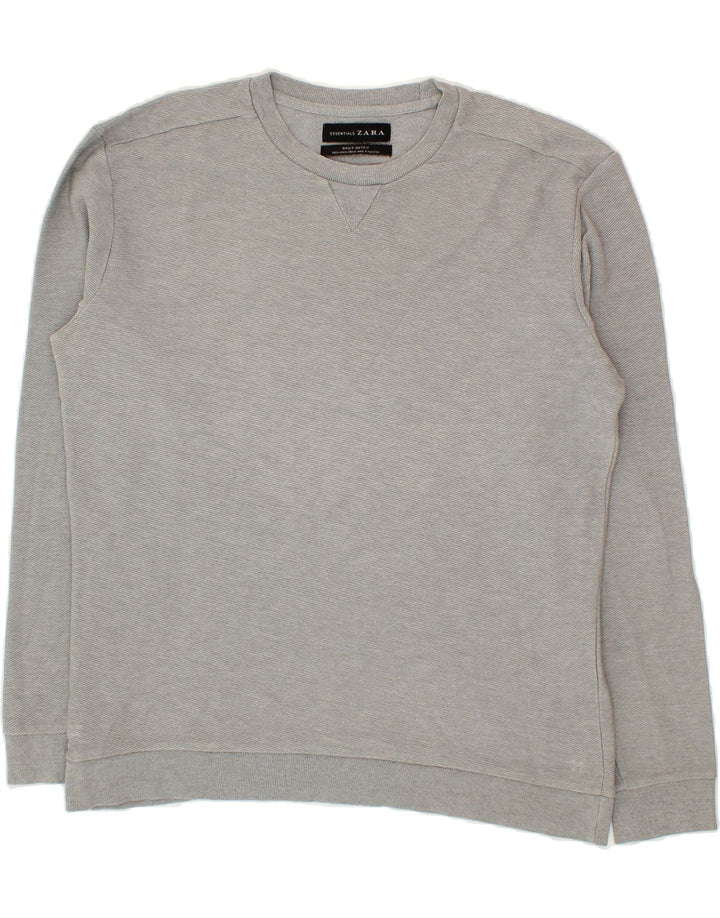 ZARA Mens Sweatshirt Jumper XL Grey Vintage Zara and Second-Hand Zara from Messina Hembry 