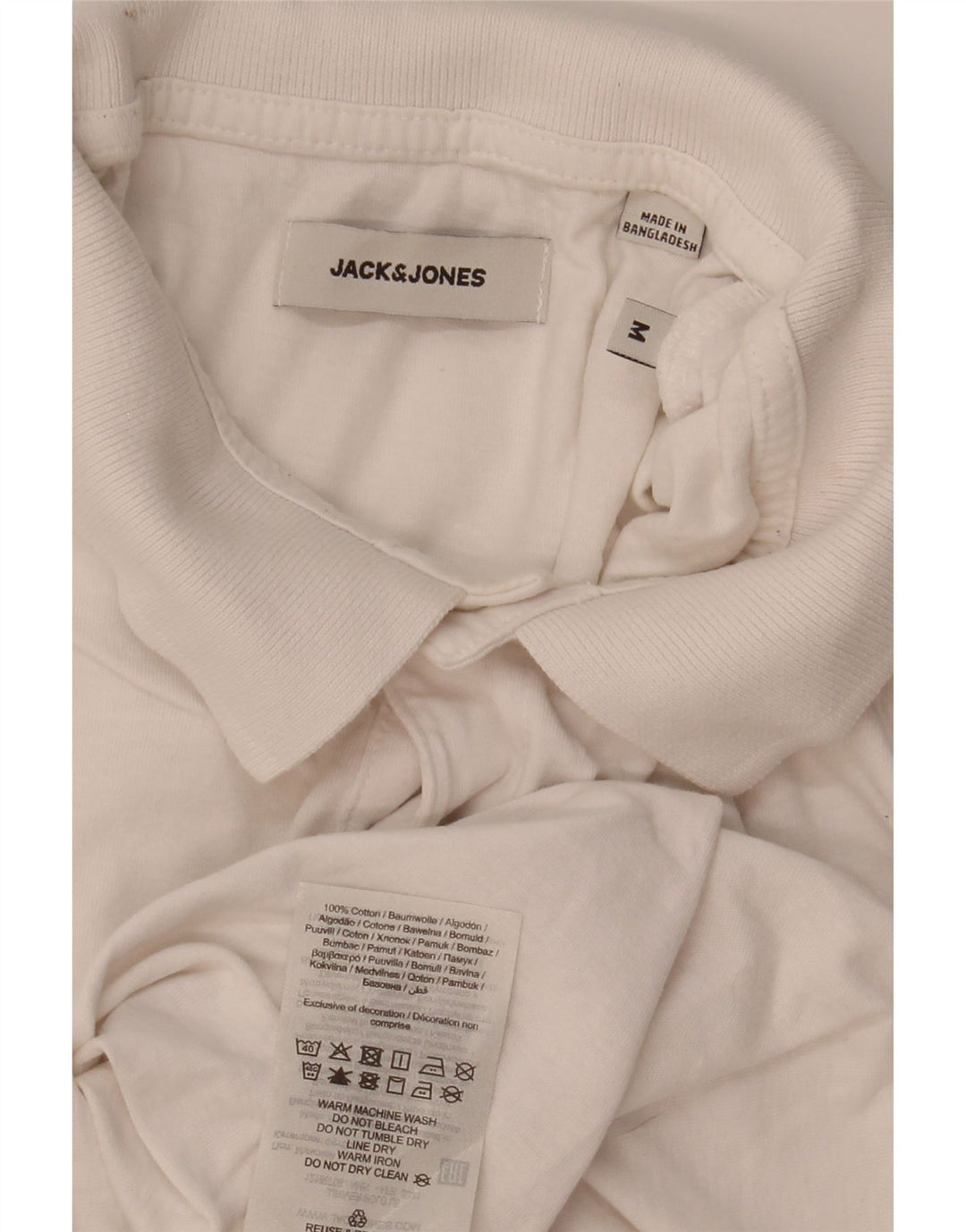 JACK & JONES Herre grafisk langærmet poloshirt Medium White Colourblock