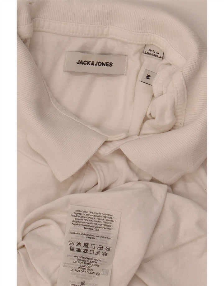 JACK & JONES Herre grafisk langærmet poloshirt Medium White Colourblock