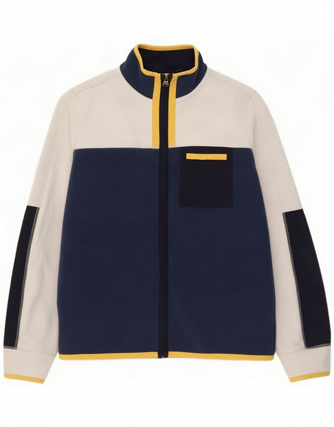 Fat Face Herre fleecejakke UK 40 Large Navy Blue Colourblock Polyester