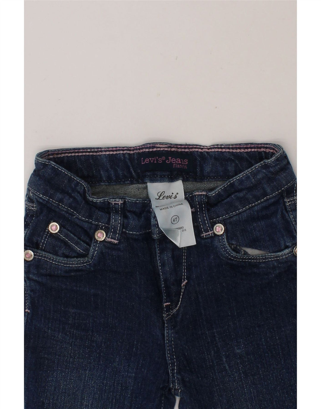 LEVI'S Girls Bootcut Jeans 3-4 Years W20 L16 Navy Blue Cotton Vintage Levi's and Second-Hand Levi's from Messina Hembry 