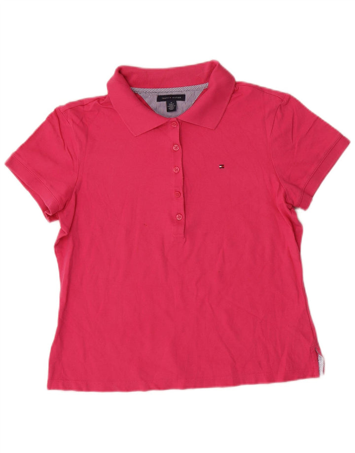 TOMMY HILFIGER Dame poloshirt UK 14 Medium Pink Bomuld
