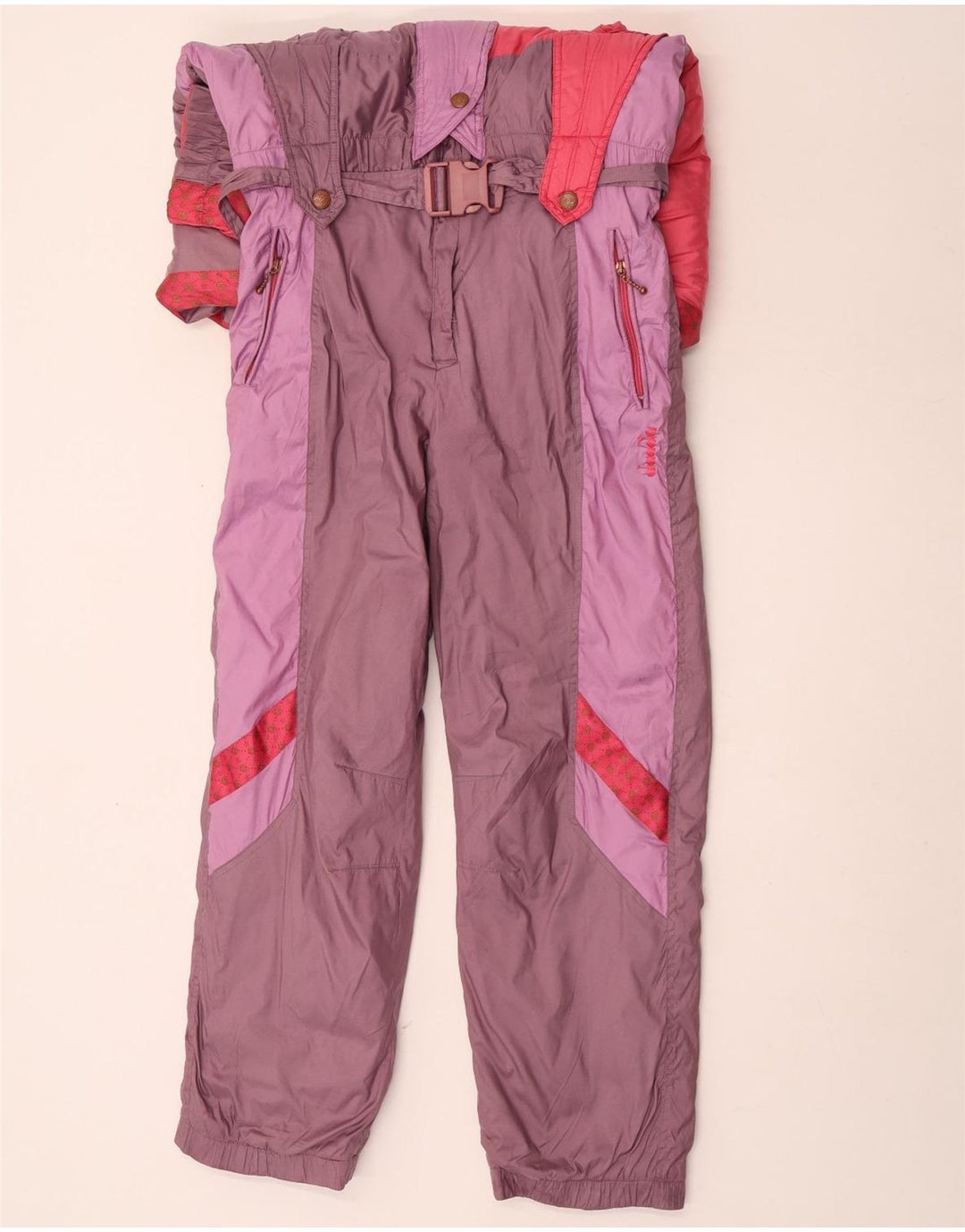 Diadora Dame Ski Jumpsuit UK 10 Small Purple Colourblock Polyester