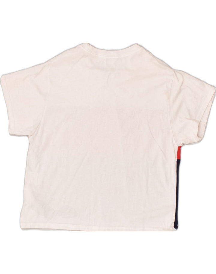 LEVI'S Womens Graphic T-Shirt Top UK 14 Medium White Colourblock Cotton | Vintage Levi's | Thrift | Second-Hand Levi's | Used Clothing | Messina Hembry 