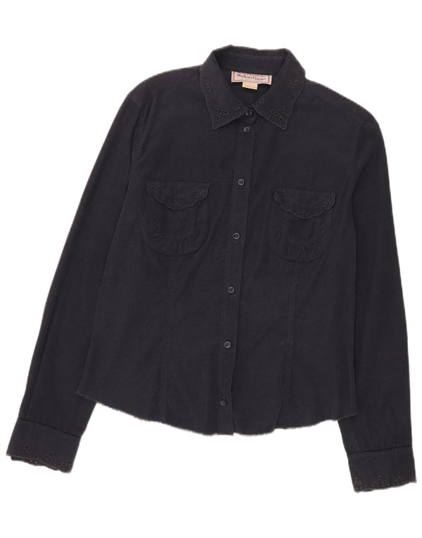 Marlboro Classics Dame fløjlsskjorte UK 16 Large Navy Blue Cotton