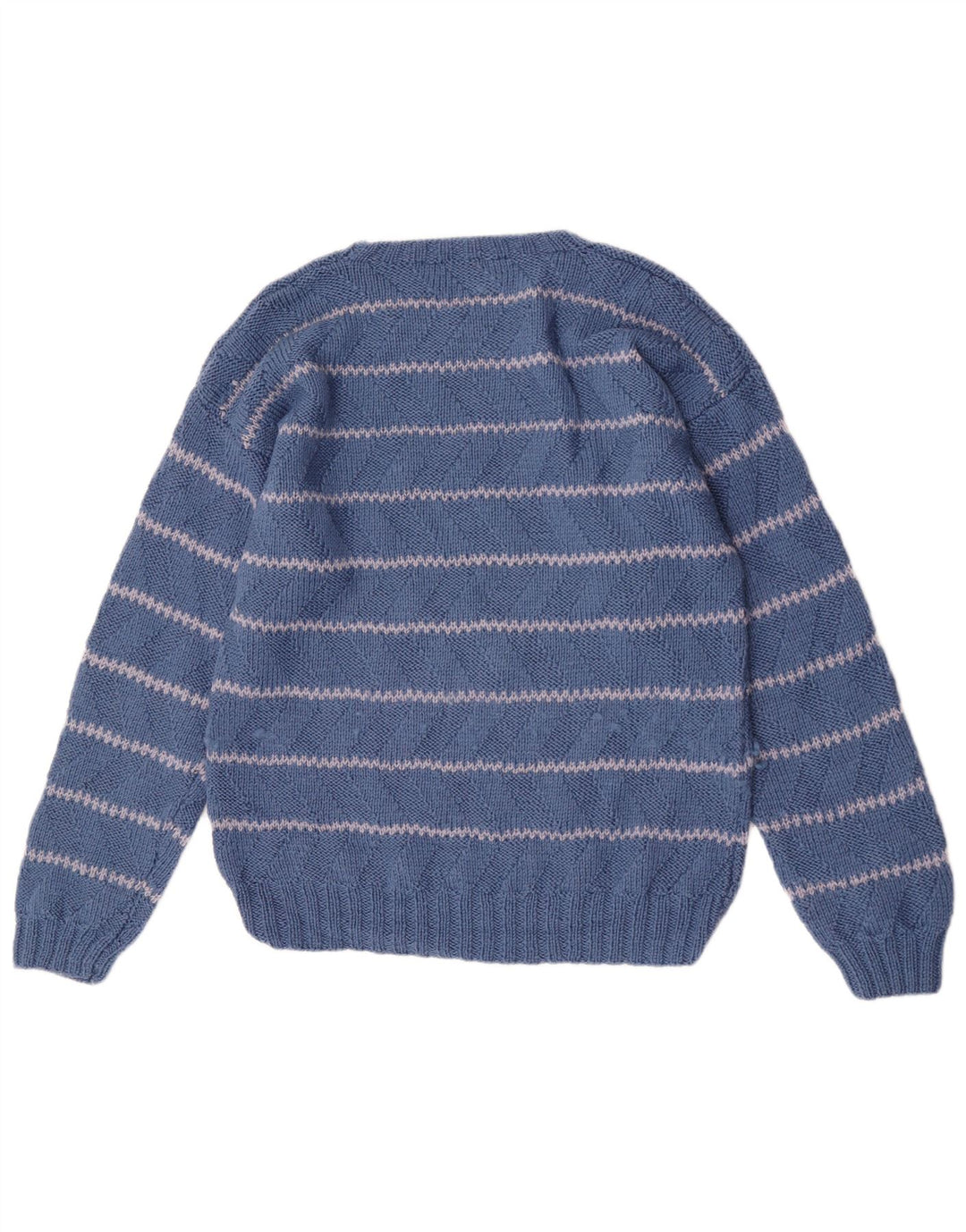 Vintage Herre Regular Fit Jumper Sweater med rund hals Medium blå stribet