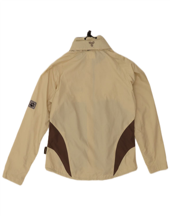 JACK WOLFSKIN Womens Rain Jacket UK 8 Small Beige Colourblock Polyester