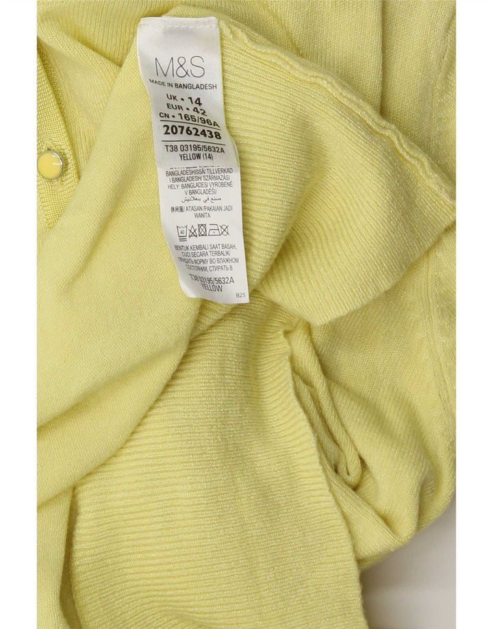 Marks & Spencer Dame Cardigan Sweater UK 14 Large Yellow Viscose
