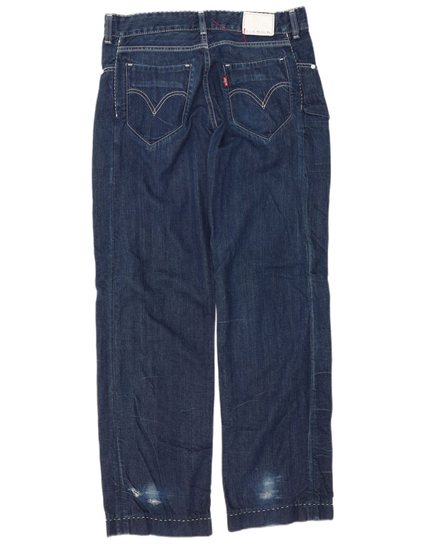 Levi's Mens Straight Jeans W34 L34 Navy Blue Cotton