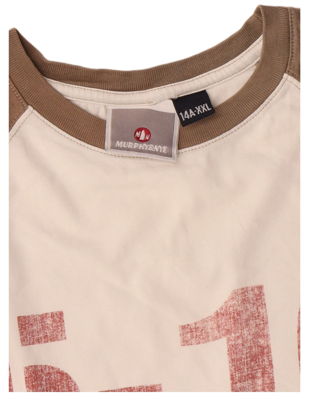 Murphy & Nye Boys Grafisk Top Langærmet 13-14 år 2XL Hvid Colourblock