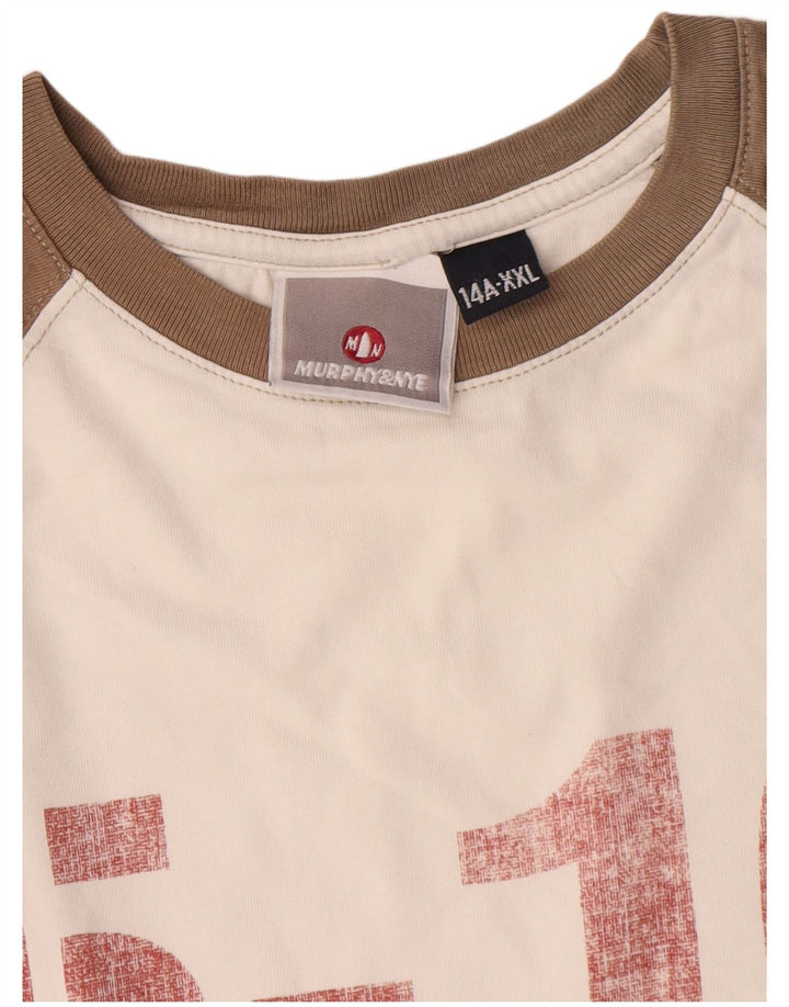 Murphy & Nye Boys Grafisk Top Langærmet 13-14 år 2XL Hvid Colourblock