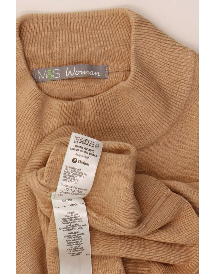 Marks & Spencer Dame Turtle Neck Jumper Sweater UK 8 Small Beige Acryl