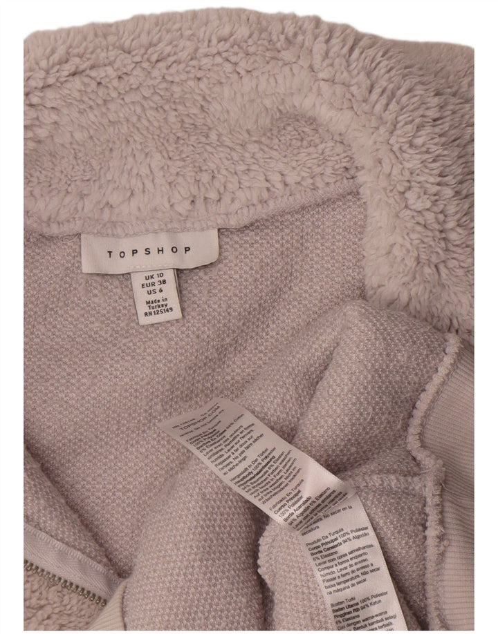 Topshop Dame Lynlås Oversized Fleece Jumper UK 10 Lille Grå Polyester