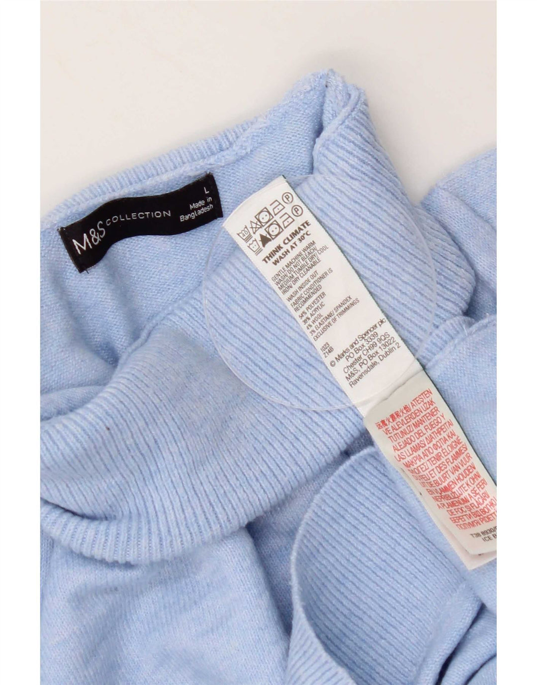 Marks & Spencer Dame Rullehals Jumper Sweater UK 16 Large Blue Polyester