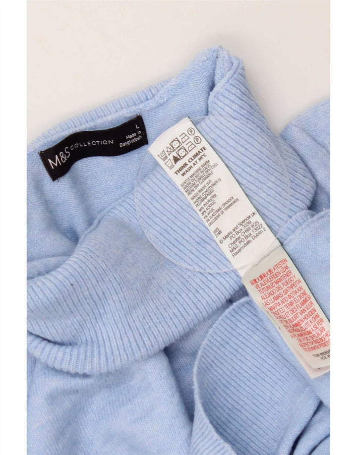 Marks & Spencer Dame Rullehals Jumper Sweater UK 16 Large Blue Polyester